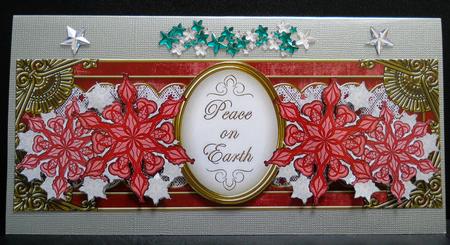 Red Snowflake Peace on Earth Large Dl Decoupage Topper by Yvonne Middleton