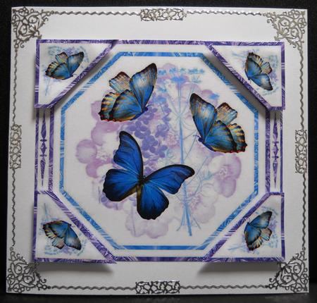 Blue Butterflies Card Front by Yvonne Middleton
