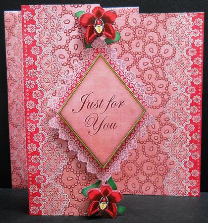 Red Orchid for You Fold Back Lace Card and Envelope Kit by Yvonne Middleton