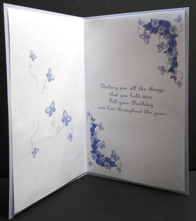 Blue Butterflies and Flowers Birthday Insert by Yvonne Middleton