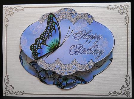 Delightful Lavender Butterfly Shape Card by Yvonne Middleton