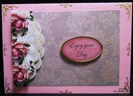 A4 Background Rose Lace and Damask Beauty by Yvonne Middleton
