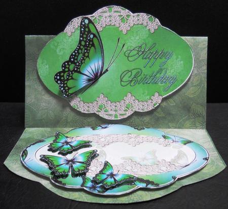 Delightful Green Butterfly Shape Card by Yvonne Middleton