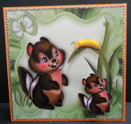 Cute Little Chipmunk with Caterpillar by Yvonne Middleton