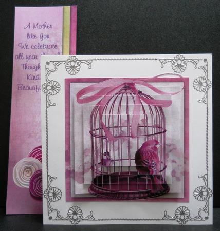 Purple Bird Cage & Paper Roses Pyramid Layers by Yvonne Middleton