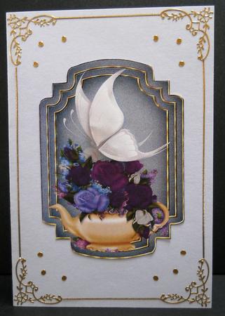 White Butterfly Gray Card Topper and Insert by Yvonne Middleton