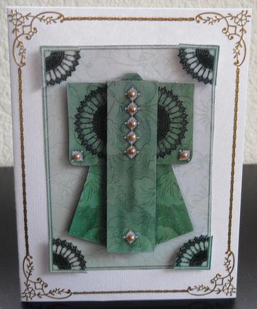 A4 Sheer Elegance Kimono Card in Green by Yvonne Middleton