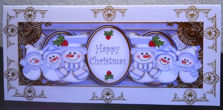 Blue Snowman Happy Christmas Large Dl Decoupage Topper by Yvonne Middleton