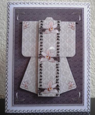 A4 Opulent Orchid Kimono Card in Beige by Yvonne Middleton