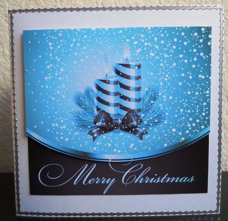 Christmas Candles - Envelope Card - Blue by Yvonne Middleton