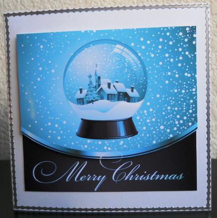Christmas Snow Globe - Envelope Card - Blue by Yvonne Middleton