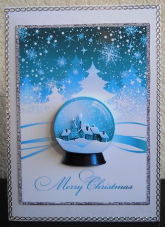 Merry Christmas Snow Globe - Blue by Yvonne Middleton