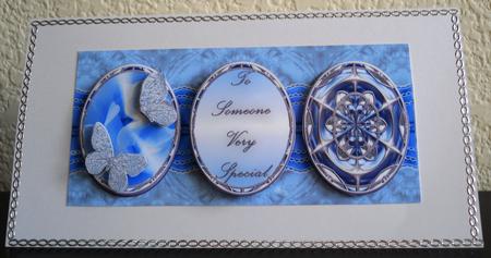 Three Cameos Dl Card - Blue by Yvonne Middleton