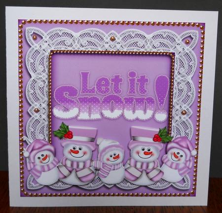 Lilac Snowman Let It Snow 8in Decoupage Topper by Yvonne Middleton