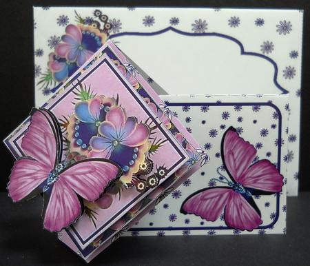 Twist Turn Card - Butterfly and Bead Flowers by Yvonne Middleton