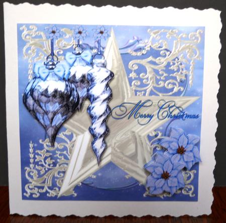 Christmas Ice/bleu Pearl Star Card by Yvonne Middleton