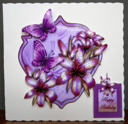 Shaped Purple Lily Card Topper by Yvonne Middleton