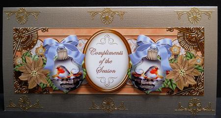 Blue Robin Compliments of Season Large Dl Decoupage Topper by Yvonne Middleton