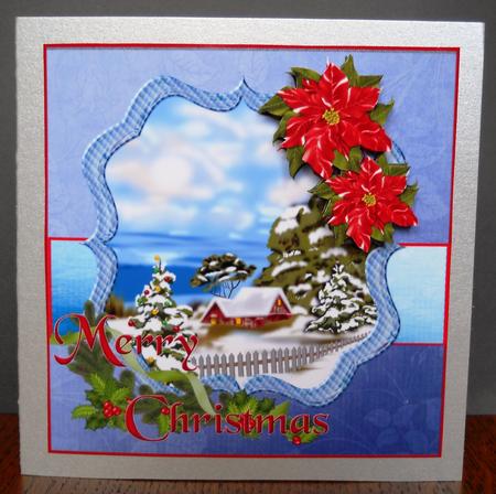 Christmas Snowscene Poinsettias by Yvonne Middleton
