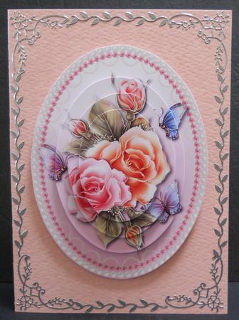 Beautiful Roses in a Pearl Frame Oval Pyramid by Yvonne Middleton