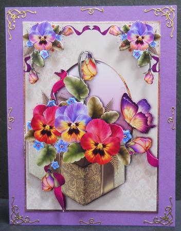 Gift Box Full of Pansies + Decoupage by Yvonne Middleton