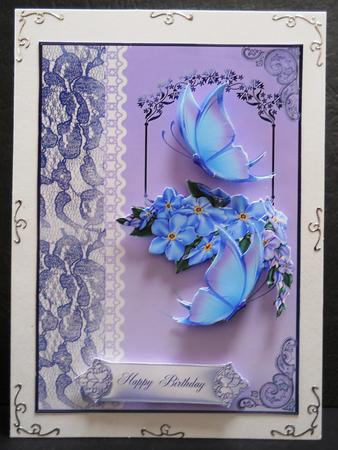 Forget-me-nots in a Blue Lace Frame by Yvonne Middleton