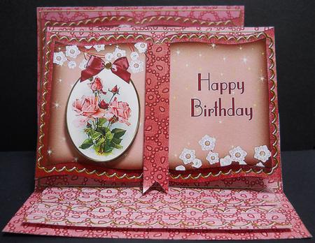 Pink Roses Happy Birthday 3D Easel Book Kit by Yvonne Middleton