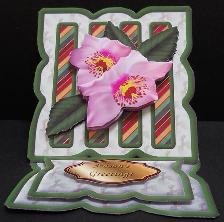 Pink Christmas Rose Easel Card by Yvonne Middleton