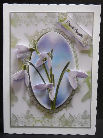 Snowdrops in a Flutter Frame Card Topper by Yvonne Middleton