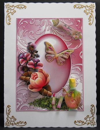 The Pink Perfume Bottle Card Front by Yvonne Middleton