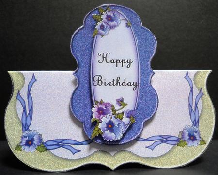 Pansies and Purple Ribbons No Hole Over the Top Card by Yvonne Middleton