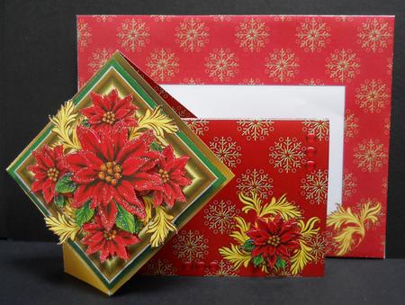 Large Twist Turn Card - Red Poinsettia 2 by Yvonne Middleton