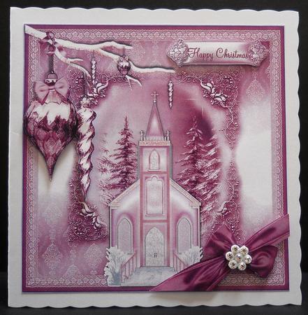 Beautiful Church in Purples Christmas Topper by Yvonne Middleton