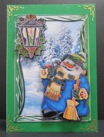 Happy Snowman and Lantern by Yvonne Middleton