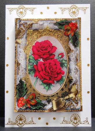 Christmas Roses Holly 7x5in Spiral Wavy Edge Stacker by Yvonne Middleton