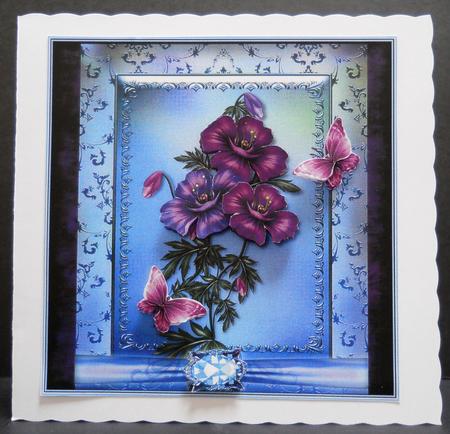 Stunning Flowers in a Shimmering Blue Frame by Yvonne Middleton