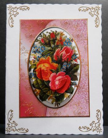 Beautiful Vintage Rose Bouquet Oval Pyramid by Yvonne Middleton