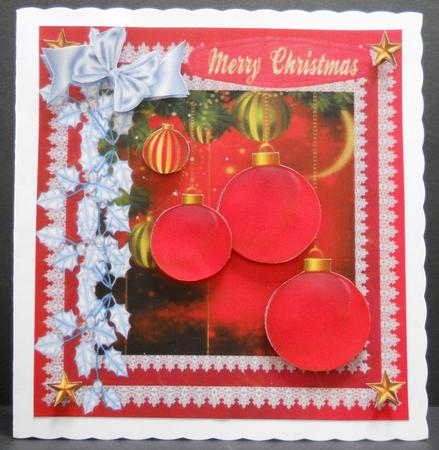 Red Baubles and White Holly by Yvonne Middleton