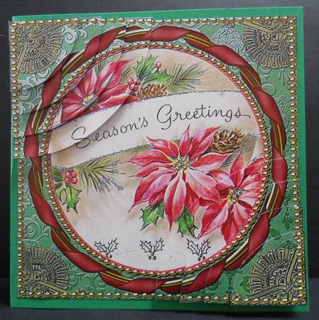 Pink Poinsettia Gold 6 Inch Duo Corner Stack Card Front by Yvonne Middleton