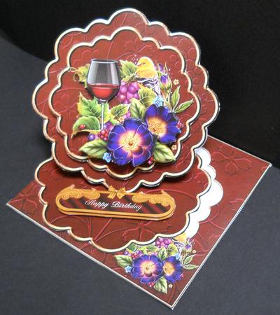 Red Wine and Bird 2 1n 1 Scalloped Easel Card Kit by Yvonne Middleton