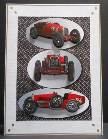 Classic 1926 Red Racing Car + Decoupage by Yvonne Middleton