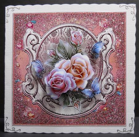 Floral Flutters in Pink Card Topper by Yvonne Middleton