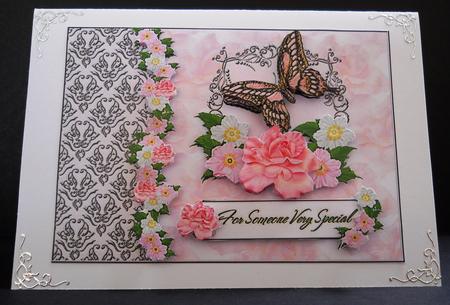 Soft-hued Flowers and Butterfly by Yvonne Middleton