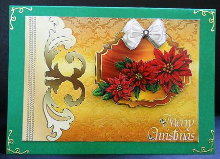 Red Poinsettia on Gold by Yvonne Middleton