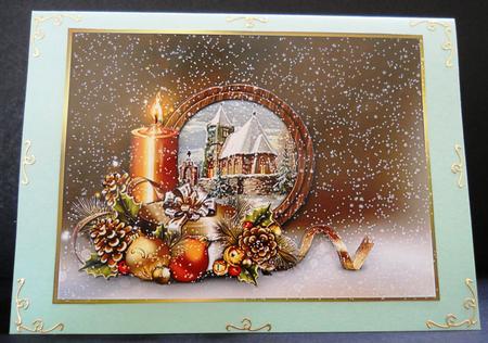 A4 Vintage Church Snowscene by Yvonne Middleton