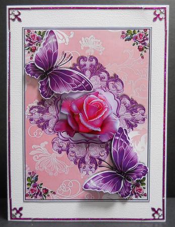 Gorgeous Butterfly's in Mauves with Pink Roses by Yvonne Middleton