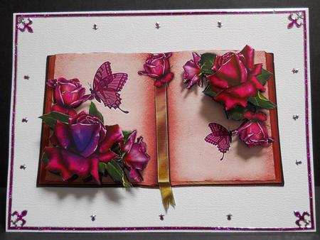 Twilight Roses Open Book + Decoupage by Yvonne Middleton