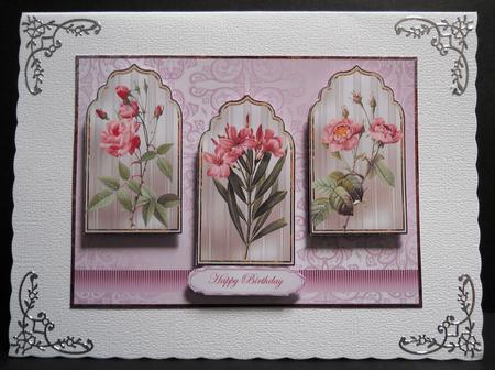 Pink Flowers Panel Card by Yvonne Middleton