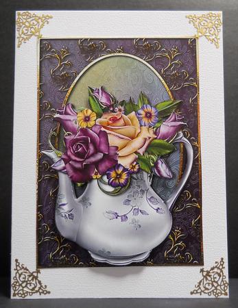 Gorgeous Heritage Roses in a Tall Teapot by Yvonne Middleton