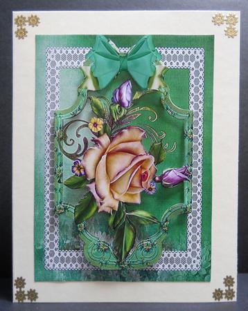 Beautiful Roses in a Green Frame by Yvonne Middleton